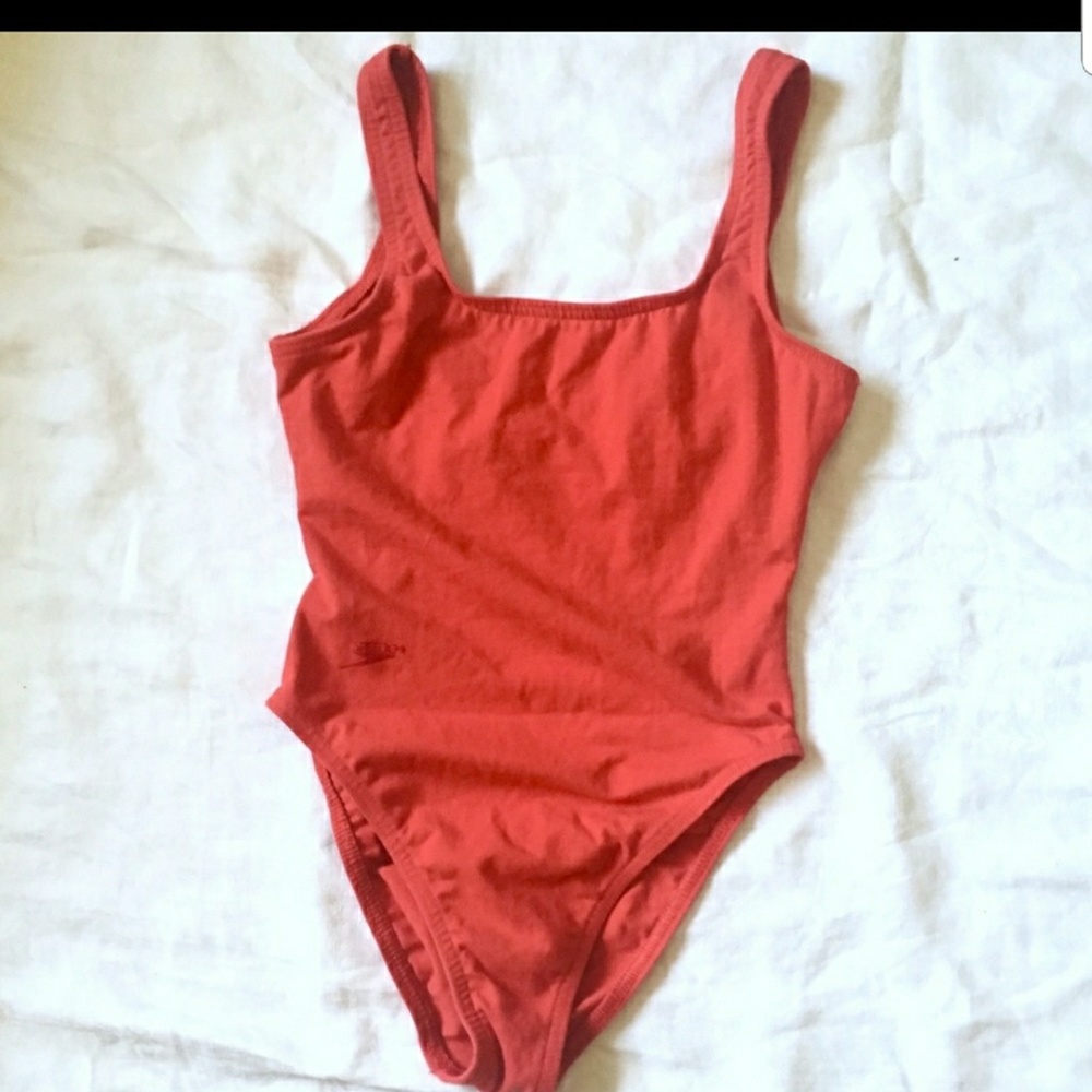 Vintage speedo red high cut one piece swimsuit
